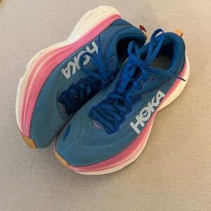 Hoka Blue and Pink Running Shoes